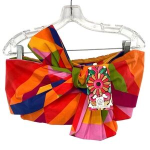 Farm Rio Anthropologie Bandeau Multicolor Geometric Top Crop New Medium